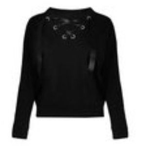 Nasty Gal Not Just a Pretty Lace-Up Sweatshirt NWT